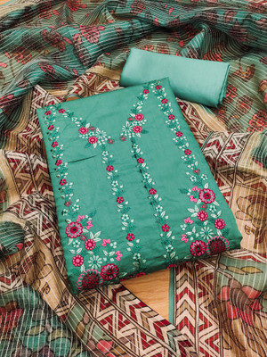 HOUSEEOFCOMMON Chanderi Embroidered Salwar Suit Material