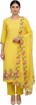 rang rani textiles Chanderi Embroidered Salwar Suit Material