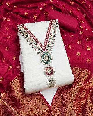 Peachmode Viscose Rayon Embroidered Salwar Suit Material