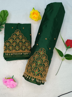 SM FASHION Silk Blend Embroidered Blouse Material