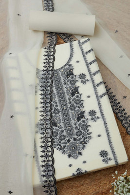 soch Silk Blend Self Design Salwar Suit Material