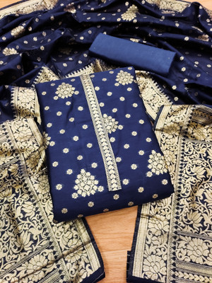 PandadiSaree Silk Blend Self Design Salwar Suit Material