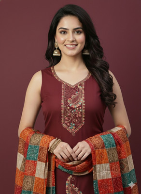 GFASHION Cotton Blend Embroidered Salwar Suit Material