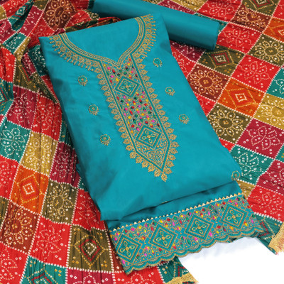 BR Designer Pure Cotton Embroidered Kurta & Churidar Material