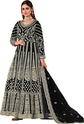 KAPANKU Net/Lace Embroidered Gown/Anarkali Kurta & Bottom Material