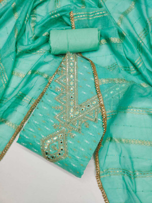 SWARNGANGA TEX Chanderi Embroidered Salwar Suit Material