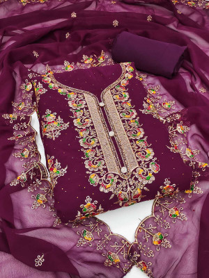 Mahakal Tex Georgette Embroidered Salwar Suit Material