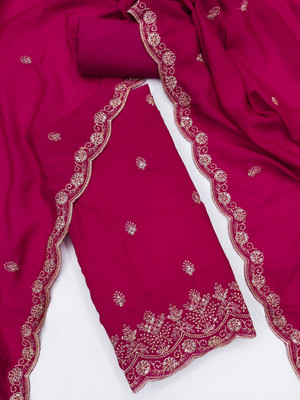 Divastri Silk Blend Embroidered Salwar Suit Material