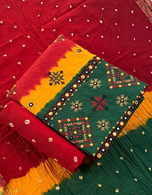 Drashti Creation Cotton Blend Embroidered Salwar Suit Material