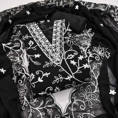 NIDHI'S FASHION Silk Blend Embroidered Salwar Suit Material