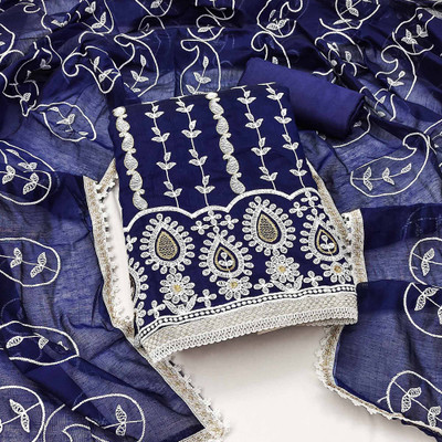 Peachmode Chanderi Embroidered Salwar Suit Material