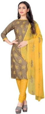 RUDRAA FAB Cotton Blend Embroidered, Printed Salwar Suit Material