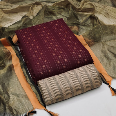 manvaa Cotton Blend Embellished Salwar Suit Material