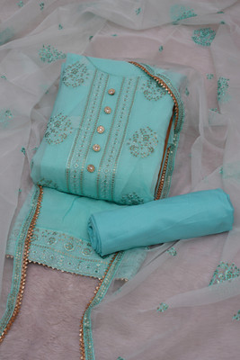 Tavas Chanderi Embroidered Salwar Suit Material