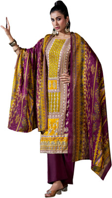 DRAVINAM Trends Viscose Rayon Embellished Salwar Suit Material