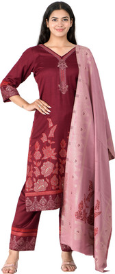 Indo Essence Wool Solid Kurta & Palazzo Material