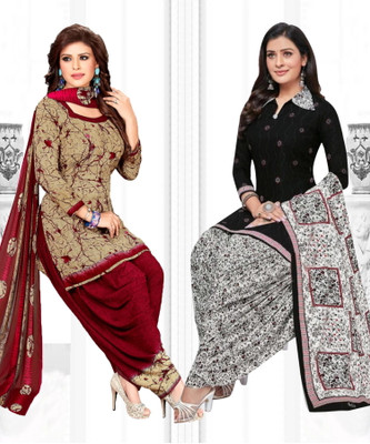 ANIRAV Crepe Solid, Printed, Geometric Print Salwar Suit Material