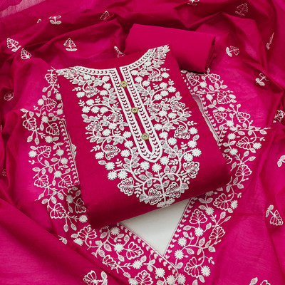 NEGRONISTAR Cotton Silk Embroidered Salwar Suit Material