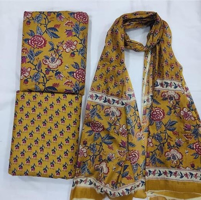 BLAKE LEAF Cotton Blend Printed Gown/Anarkali Kurta & Bottom Material
