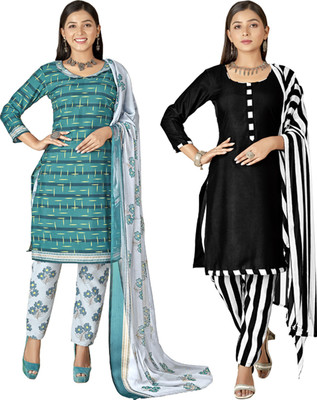 ANAND Crepe Striped Salwar Suit Material