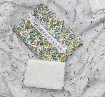 FAB JUNCTION Pure Cotton Printed Salwar Suit Material