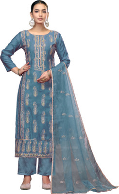 Saware Cotton Silk Embellished Salwar Suit Material