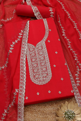 soch Silk Blend Embroidered Salwar Suit Material
