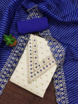 VIYONA FAB Chanderi Embroidered Salwar Suit Material