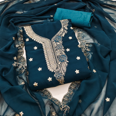 manvaa Georgette Embroidered Salwar Suit Material