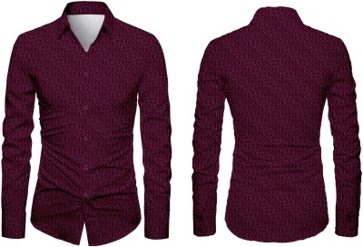 KAPURIYA FAB Men Printed Casual Maroon Shirt