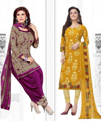 ANIRAV Crepe Solid, Printed, Geometric Print Salwar Suit Material