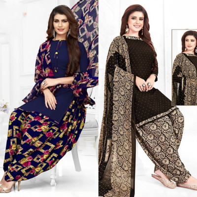 KP CLOTHING Crepe Printed Kurta & Patiyala Material
