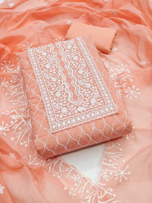 HOUSEEOFCOMMON Chanderi Embroidered Salwar Suit Material