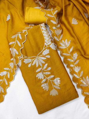 NIDHI'S FASHION Silk Blend Embroidered Salwar Suit Material