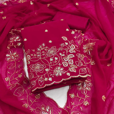 NIDHI'S FASHION Silk Blend Embroidered Salwar Suit Material