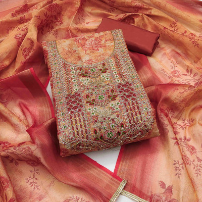Kimisha Cotton Silk Embellished Salwar Suit Material