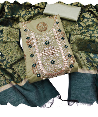 Samah Polycotton Embroidered, Embellished, Printed Salwar Suit Material