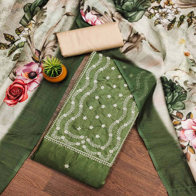 Peachmode Cotton Blend Embroidered Salwar Suit Material