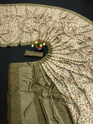 BRYN ENTERPRISE Woven Banarasi Jacquard, Cotton Silk Saree(Multicolor)