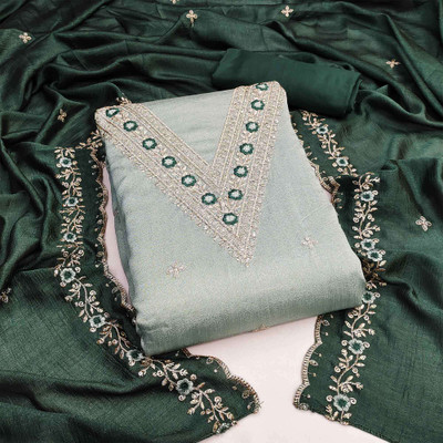 Peachmode Silk Blend Embroidered Salwar Suit Material