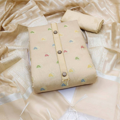 Peachmode Silk Blend Self Design Salwar Suit Material