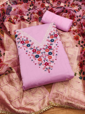 Kimisha Silk Blend Embroidered Salwar Suit Material