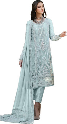 SHREEPAD ENTERPRISE Georgette Embroidered Salwar Suit Material