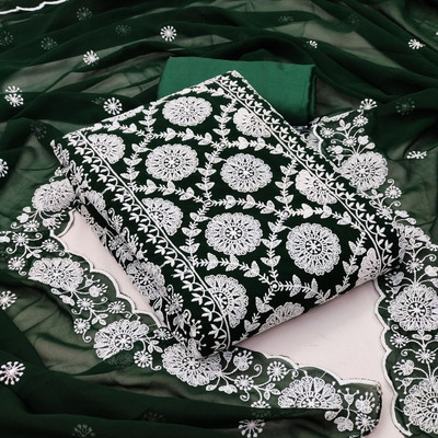 NEGRONISTAR Georgette Embroidered Salwar Suit Material