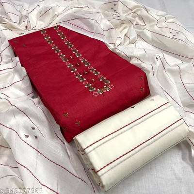 krishna boutique Pure Cotton Embroidered Salwar Suit Material