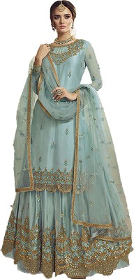 SHAFNUFAB Net/Lace Embroidered Gown/Anarkali Kurta & Bottom Material