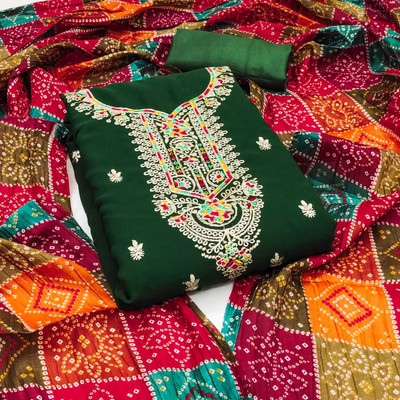 Ethnic Junction Georgette Embroidered Salwar Suit Material