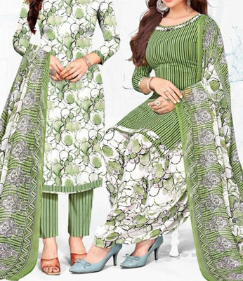 Punjdhan ethnicstore Crepe Printed Kurta & Patiyala Material