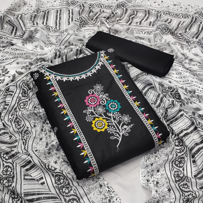 KV Fashion Pure Cotton Embroidered Salwar Suit Material
