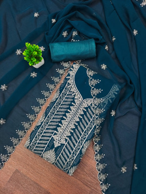 ShopGlobal Chiffon Embroidered Salwar Suit Material